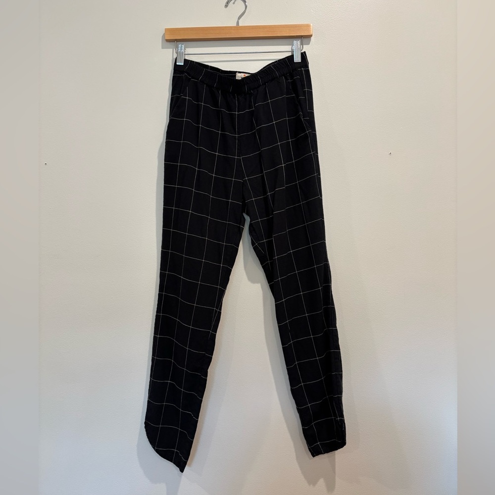 Marine Layer The Tencel Allison Pant Black Windowpane plaid w/ stretch size S